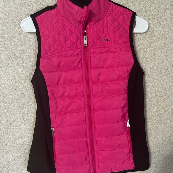 Lauren Ralph Lauren Jackets & Blazers - Lauren Ralph Lauren Vest Womens Medium S Pink Black Full Zip Performance Puffer